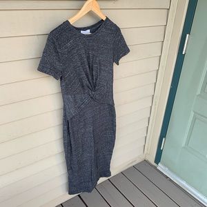 Heather grey knot-front midi dress